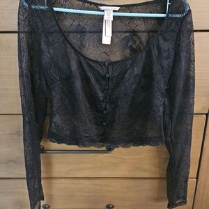 Victorias Secret Lace Long Sleeve Crop Top